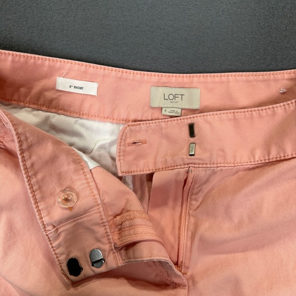 Loft Outlet Chino Shorts Womens 6 Coral Pink Excellent 6 Inch Inseam Cotton - Picture 2 of 8